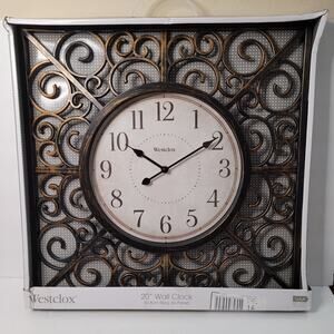 Westclox 20-inch Ornate Scrollwork Wall Clock.